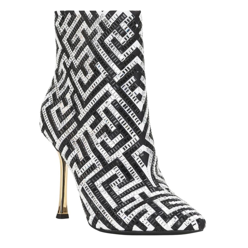 INC Women's Rakima Embellished Pointed Toe Dress Booties Black Maze Size 5